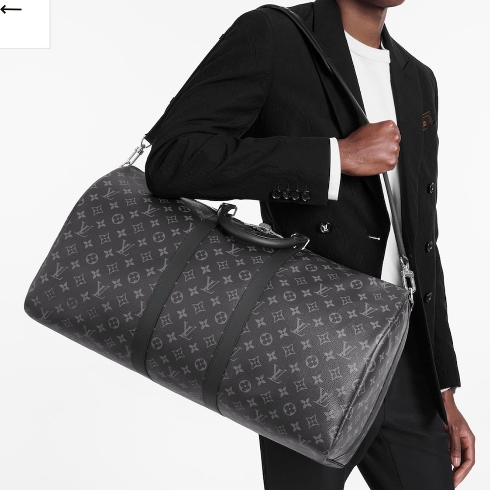 Louis Vuitton Black Logo Keepall 55 Bandouliére - Picture 2 of 7